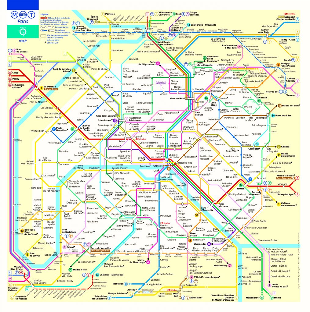 Plano del metro de París, Francia